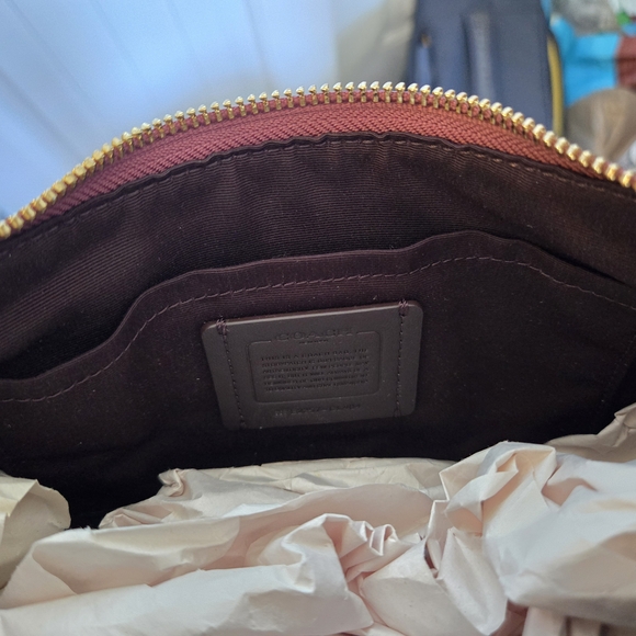 Coach Raspberry Pebbled Leather Shoulder Bag - Picture 5 of 6